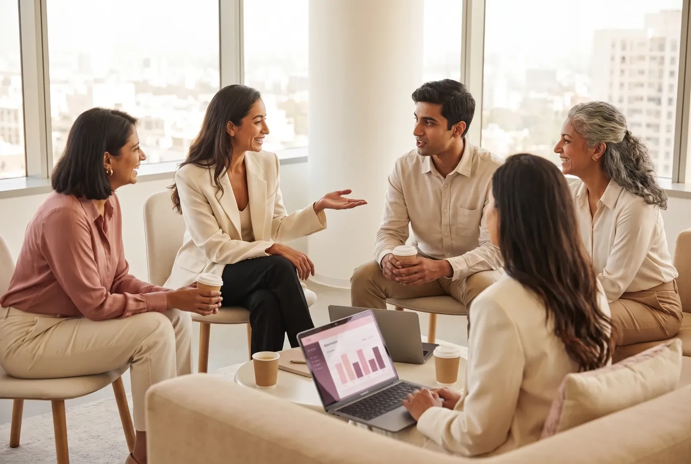 Managers talking in a circle